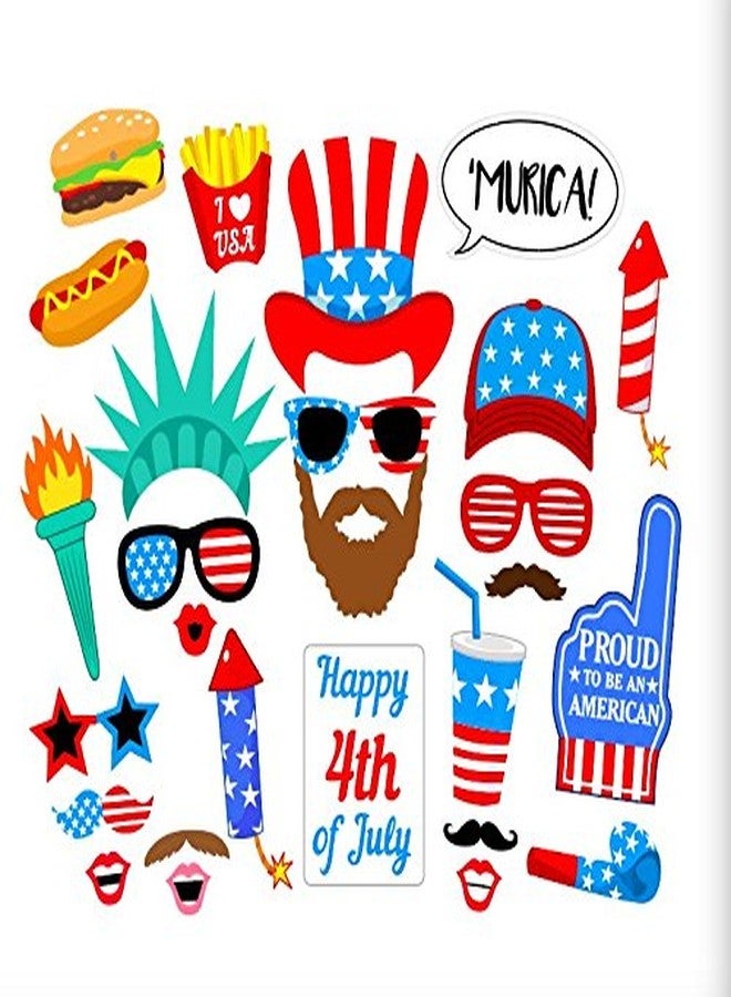 Ozekov 7-gost 27PCS 4th of July American USA Independence Day Photo Booth Party Props Masks Decorations - Image 2
